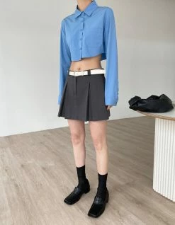 3.another Kitou Mini Skirt - Charcoal CLOTHING