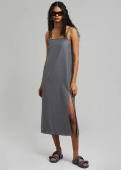 The Frankie Shop Kivi Thin Strap Dress - Dark Grey CLOTHING
