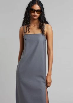 The Frankie Shop Kivi Thin Strap Dress - Dark Grey CLOTHING