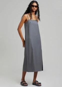 The Frankie Shop Kivi Thin Strap Dress - Dark Grey CLOTHING