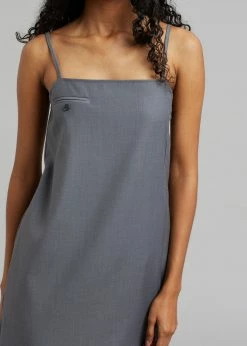 The Frankie Shop Kivi Thin Strap Dress - Dark Grey CLOTHING