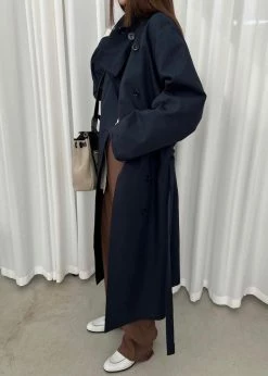 Breathe Laithe Trench Coat - Navy