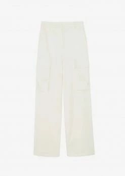 The Frankie Shop Lauren Silky Cargo Pants - Cream CLOTHING