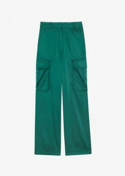 The Frankie Shop Lauren Silky Cargo Pants - Green CLOTHING