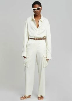 The Frankie Shop CLOTHING Lauren Silky Shirt - Cream