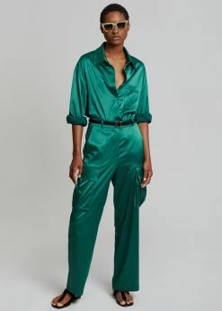 The Frankie Shop CLOTHING Lauren Silky Shirt - Green