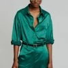 The Frankie Shop CLOTHING Lauren Silky Shirt - Green
