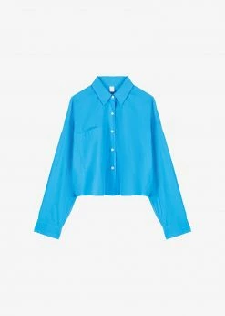 The Frankie Shop CLOTHING Lawan Cropped Shirt - Ocean