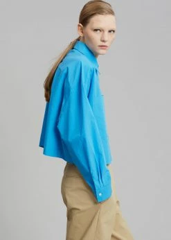 The Frankie Shop CLOTHING Lawan Cropped Shirt - Ocean