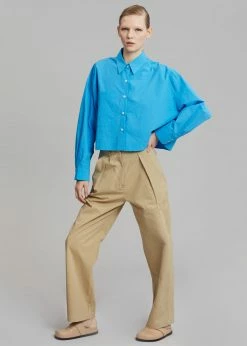 The Frankie Shop CLOTHING Lawan Cropped Shirt - Ocean