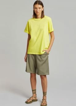 The Frankie Shop CLOTHING Lena Padded Shoulder Tee - Blazing Yellow