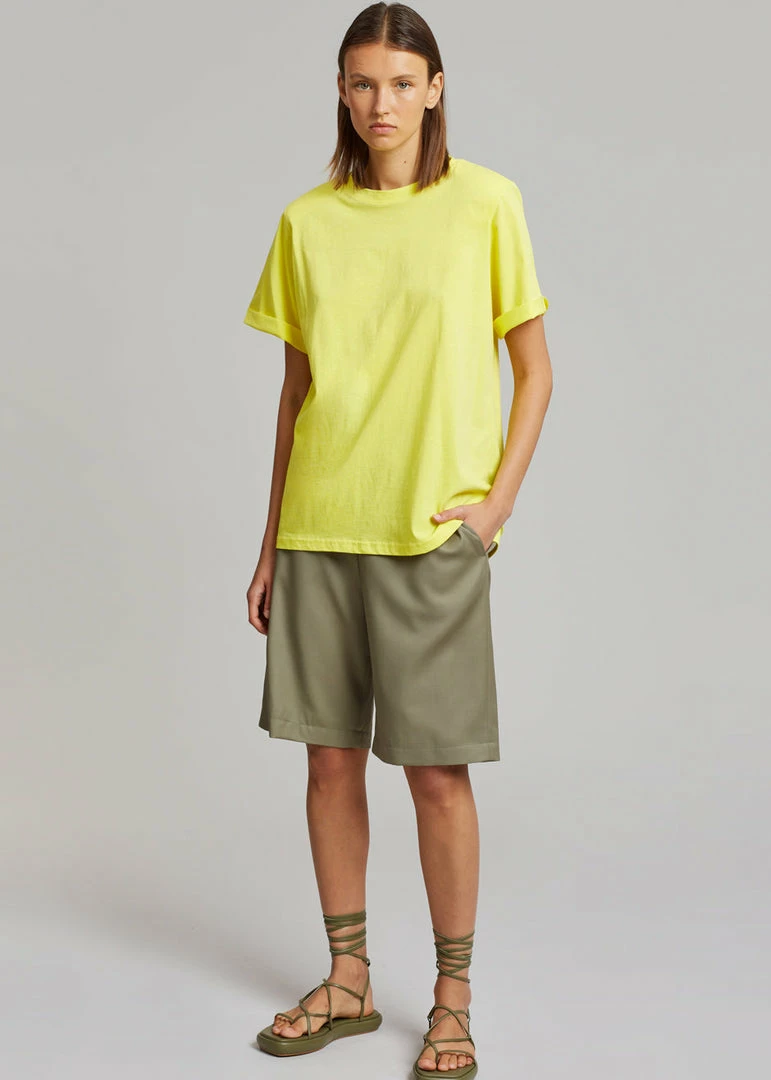 Best deal 𧨠The Frankie Shop CLOTHING Lena Padded Shoulder Tee - Blazing Yellow βοΈ 1 The Frankie Shop CLOTHING Lena Padded Shoulder Tee - Blazing Yellow