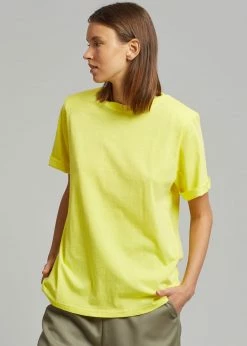 Best deal 𧨠The Frankie Shop CLOTHING Lena Padded Shoulder Tee - Blazing Yellow βοΈ 7 The Frankie Shop CLOTHING Lena Padded Shoulder Tee - Blazing Yellow