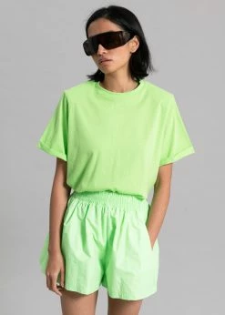 The Frankie Shop Lena Padded Shoulder Tee - Lime