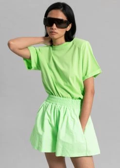 The Frankie Shop Lena Padded Shoulder Tee - Lime