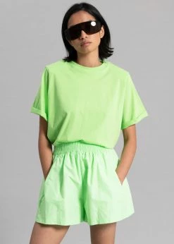 The Frankie Shop Lena Padded Shoulder Tee - Lime