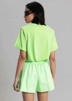 The Frankie Shop Lena Padded Shoulder Tee - Lime
