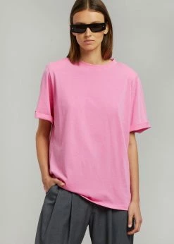 The Frankie Shop CLOTHING Lena Padded Shoulder Tee - Pink