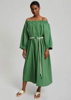 Beside You CLOTHING Leone Off Shoulder Dress - Green