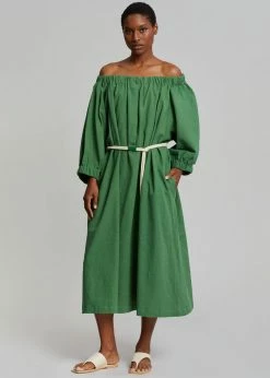 Beside You CLOTHING Leone Off Shoulder Dress - Green