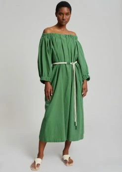 Beside You CLOTHING Leone Off Shoulder Dress - Green