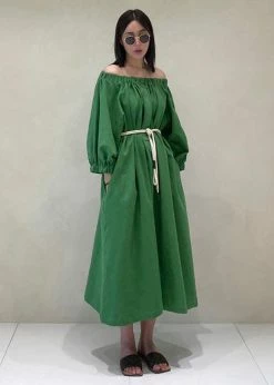 Beside You CLOTHING Leone Off Shoulder Dress - Green