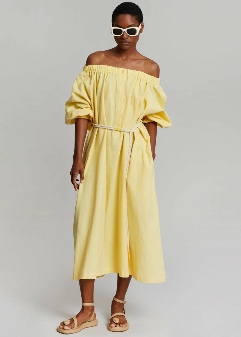 Promo ๐ Beside You CLOTHING Leone Off Shoulder ๐ Dress - Pale Yellow ๐ 4 Beside You CLOTHING Leone Off Shoulder Dress - Pale Yellow
