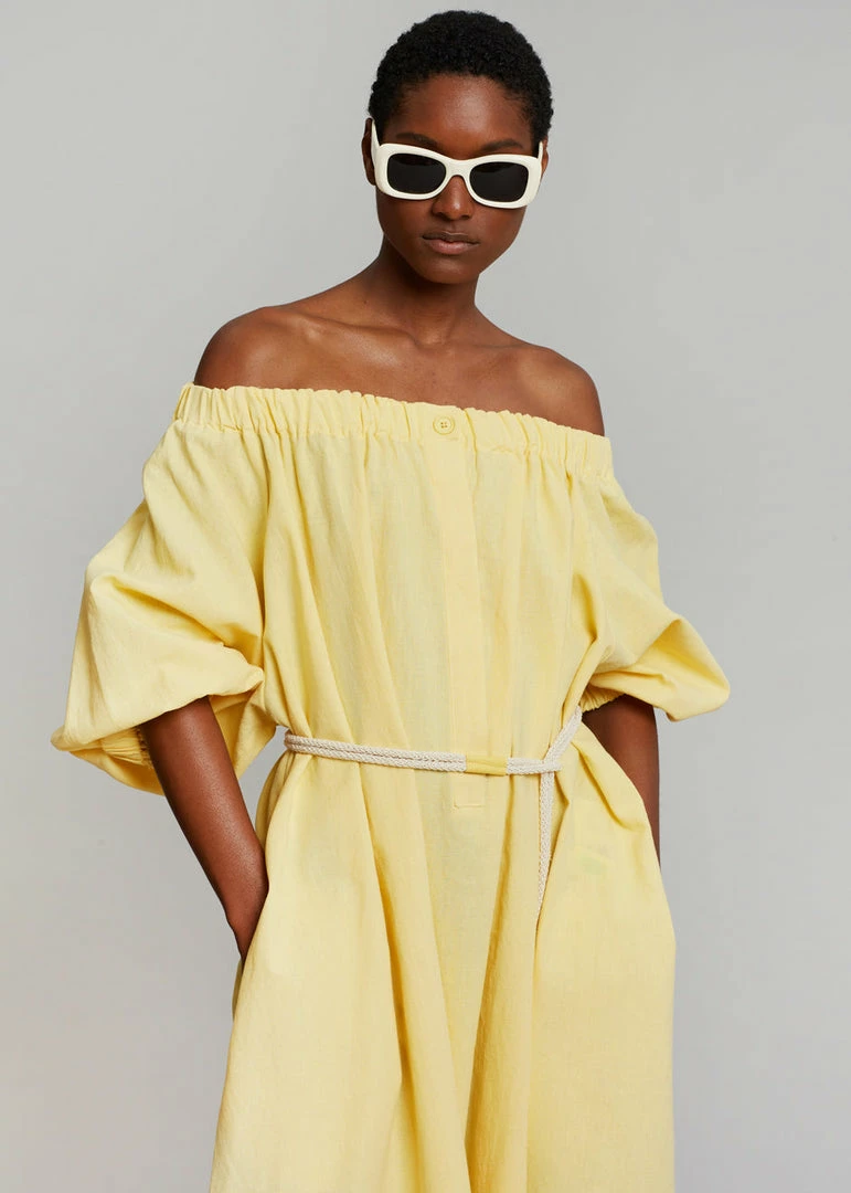 Promo ๐ Beside You CLOTHING Leone Off Shoulder ๐ Dress - Pale Yellow ๐ 2 Beside You CLOTHING Leone Off Shoulder Dress - Pale Yellow