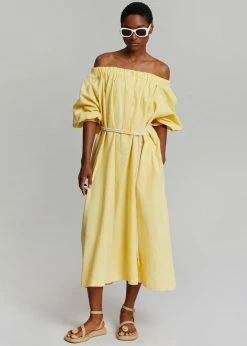 Promo ๐ Beside You CLOTHING Leone Off Shoulder ๐ Dress - Pale Yellow ๐ 16 Beside You CLOTHING Leone Off Shoulder Dress - Pale Yellow