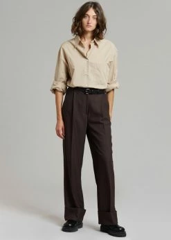 The Frankie Shop CLOTHING Levana Cuffed Trousers - Carafe