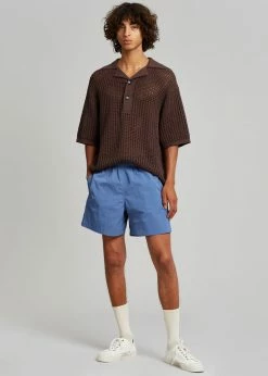 Men Lido Swim Mid Length Trunks - Mid Blue