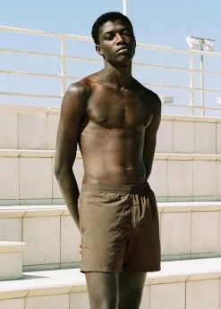 Men Lido Swim Mid Length Trunks - Olive