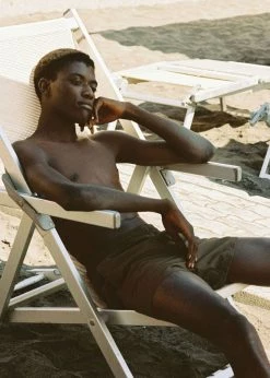 Men Lido Swim Mid Length Trunks - Olive