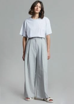 The Frankie Shop Lilou Simple Tee - Light Grey Melange