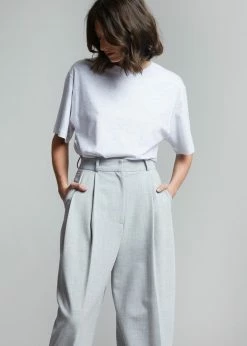 The Frankie Shop Lilou Simple Tee - Light Grey Melange