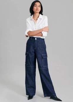 The Frankie Shop CLOTHING Lomi Cargo Denim Pants - Navy