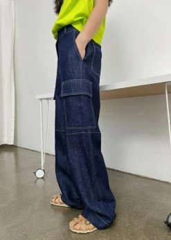 The Frankie Shop CLOTHING Lomi Cargo Denim Pants - Navy