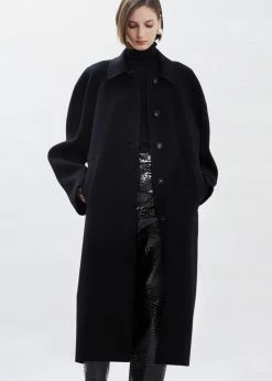 Black Fuchsia Clara Box Sleeve Coat - Black