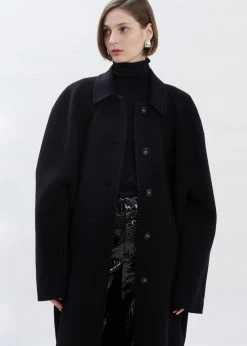 Black Fuchsia Clara Box Sleeve Coat - Black