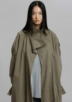 The Frankie Shop Lottie Wing Collar Trench Coat - Olive
