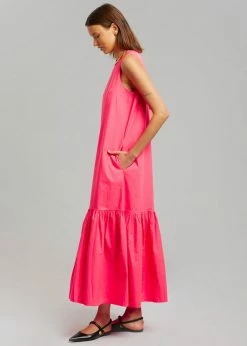 The Frankie Shop CLOTHING LouLou Flouncy Hem Dress - Fuchsia