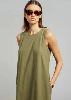 The Frankie Shop CLOTHING LouLou Flouncy Hem Dress - Khaki