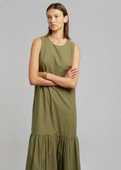 The Frankie Shop CLOTHING LouLou Flouncy Hem Dress - Khaki