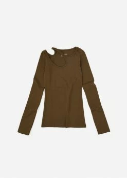 Low Classic Curve Hole T-Shirt - Brown