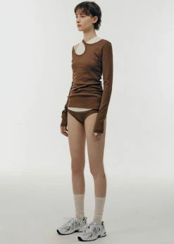 Low Classic Curve Hole T-Shirt - Brown