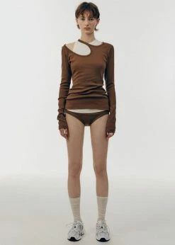 Low Classic Curve Hole T-Shirt - Brown