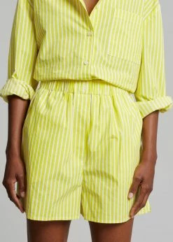 The Frankie Shop Lui Cotton Boxer Short - Citrus Stripe