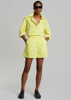 The Frankie Shop Lui Cotton Boxer Short - Citrus Stripe