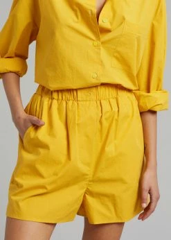 The Frankie Shop Lui Cotton Boxer Short - Gold Yellow