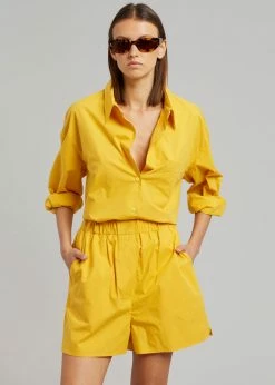 The Frankie Shop Lui Cotton Boxer Short - Gold Yellow